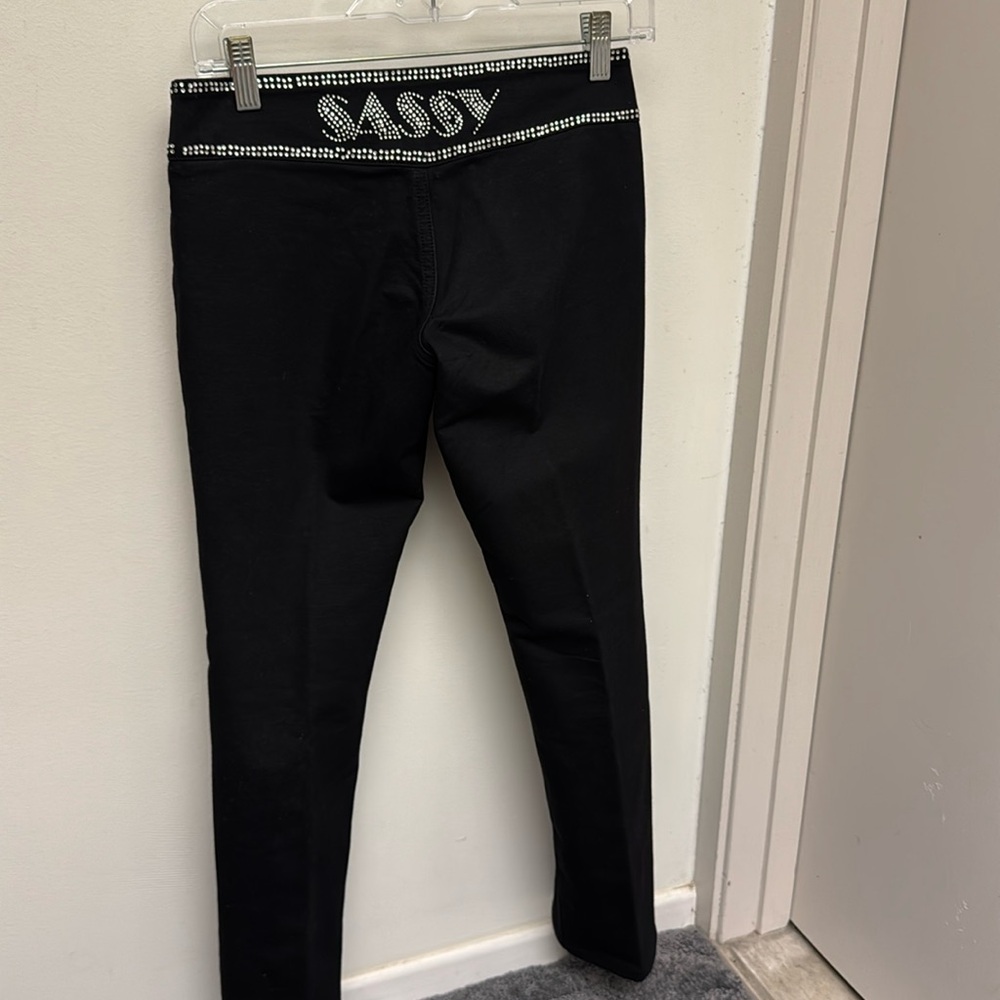 Brasilian vintage 90s  Crystal Sassy  low waisted black denim 26-28 waist